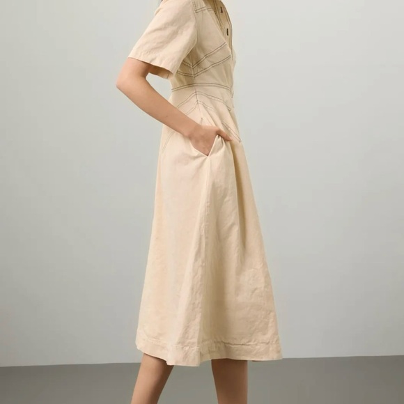 Rosetta Getty Bone Short Sleeve Cotton Shirtdress $360 - Size 2 - Picture 2 of 9